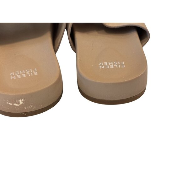 Eileen Fisher Tan Leather Slides Sandals GUC Sz 8.5 - Picture 6 of 8